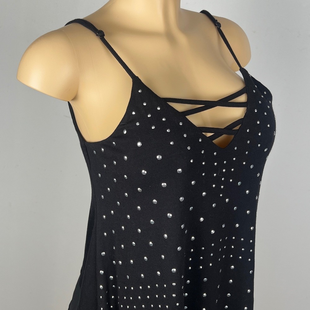 Venus Studded Strappy Tank Top Cami XS Black Y2K Cruise